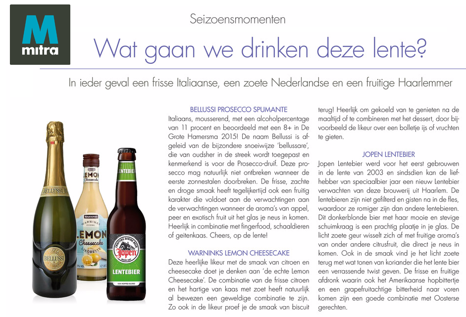 MitraSlijter's tweet photo. #lente drinks; Bellussi #prosecco , @Jopenbier Lentebier en Warninks Lemon #cheesecake !
TIP van @MitraSlijter ! http://t.co/Y75iln4iLT