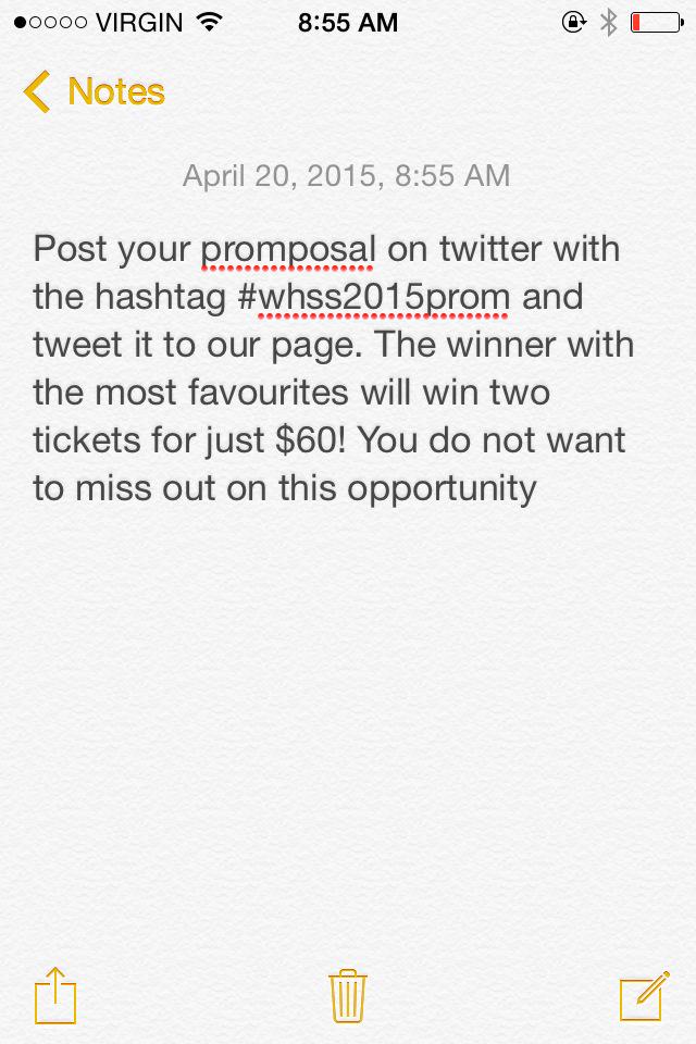 whss2015prom's tweet photo. EXCITING NEWS! Winner will be announced next Monday http://t.co/noCPW6hYeg