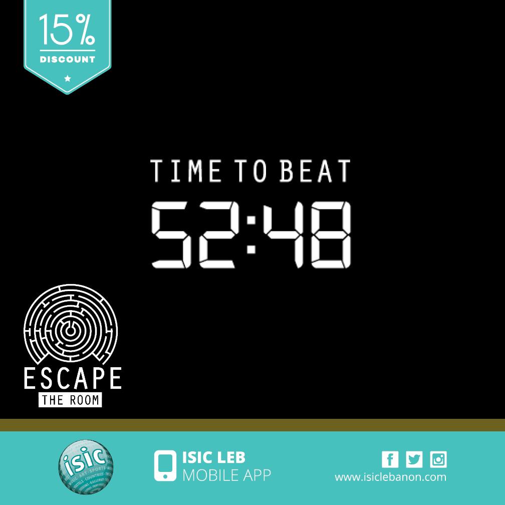 ISICLebanon's tweet photo. You like scratching your head? Escape The Room​ is urs with it's 15% discount
Discount excludes Saturdays and Sundays http://t.co/4QXUNehbuE