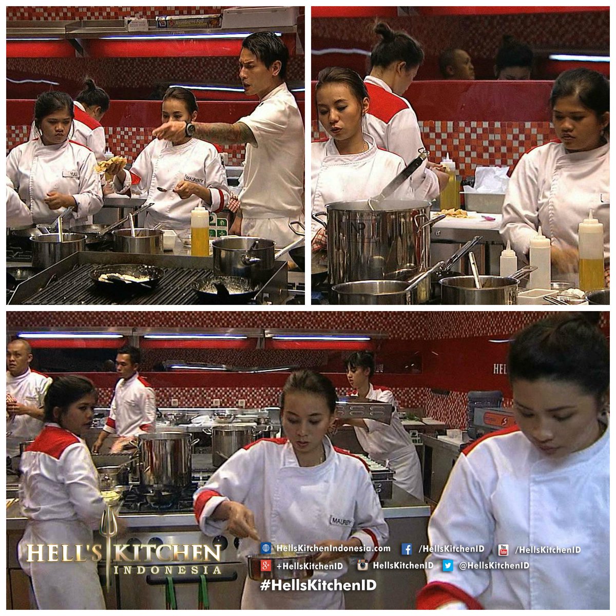 Malam itu, @HKI_Maurenty &amp; @HKIYuli sgt kewalahan di station Meat. #HellsKitchenID <a href="/SCTV_/">SCTV</a>