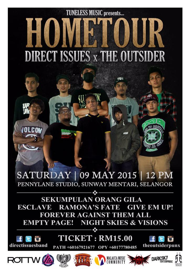 NEW SHOW ANNOUNCEMENT:

Direct Issues x The Outsider:HOME TOUR

May 9th,Penny Lane Studio
RM15 per tickets