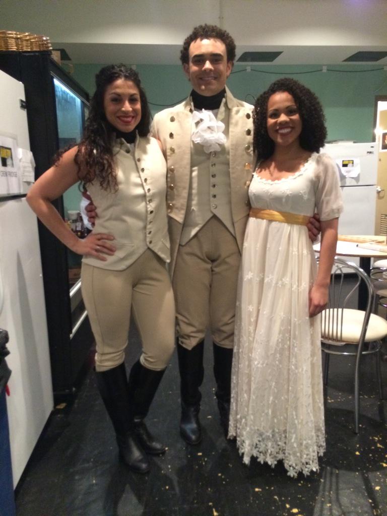 Achapphawk's tweet photo. @HamiltonMusical swings in costume for the #chorusline40 celebration @PublicTheaterNY with @Steph_Klem @alysha_d http://t.co/w3jbm9mlrS