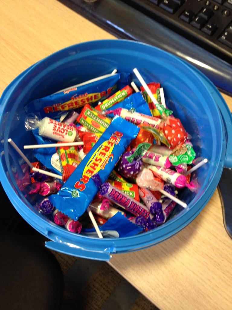 SophiaGG's tweet image. We got a bucket of sweets at work and I need to be stopped. Someone lock them away. #sugarrush #bouncingoffthewall