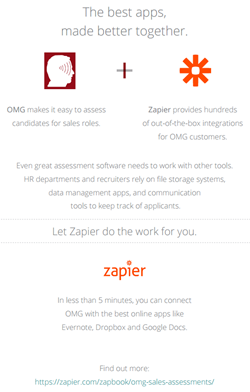ObjectiveMGMT's tweet photo. You can now connect OMG's Sales Assessments with your favorite tools &amp; services using @Zapier http://t.co/paGjb6Ua1o http://t.co/TsJE032Y7Z