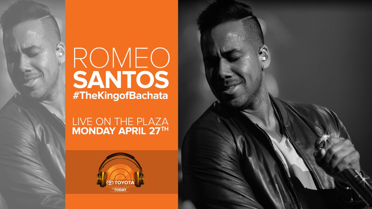 RomeoSantosPage's tweet photo. Reminder! 

#RomeoSantos will perform on the plaza one week from today! #VivaTODAY @TODAYshow http://t.co/BvXTE5d462 http://t.co/5fQ4Vtx6sJ