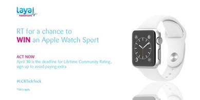 LayaHealthcare's tweet photo. The clock is ticking to LCR. RT for chance to win Apple Watch Sport! T&amp;Cs:http://t.co/A0hSu96R4S #LCRTickTock #ad http://t.co/z0iKLrFVOz