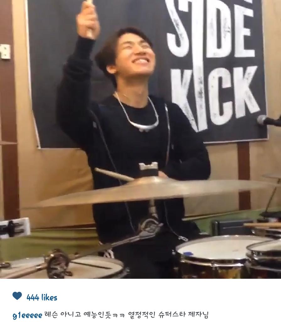 g1eeeee's IG video of DAESUNG playing the drums! He looks so happy! 😄😄😄 instagram.com/p/1skHcVu6JN/