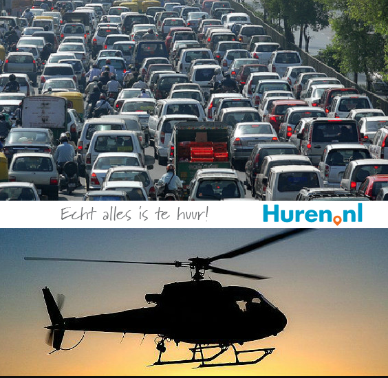 Sta jij in de file? Doe eens gek en huur een #helikopter zodat jij zeker op tijd ben!