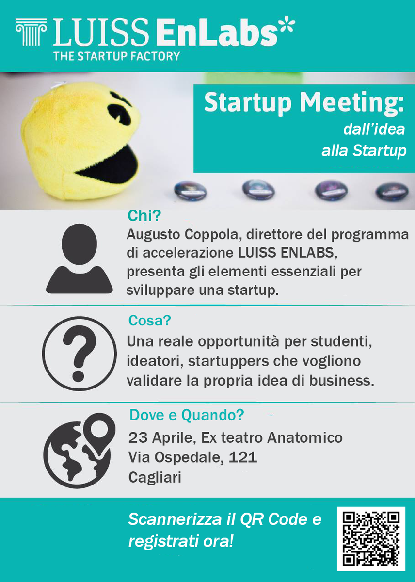 sarah_loi's tweet photo. 23 Aprile, 9:30-Ex teatro Anatomico @Comune_Cagliari-Argomenti #startup e #innovazione con @5anatre @valpodd @EnLabs http://t.co/5dll9KhNw9