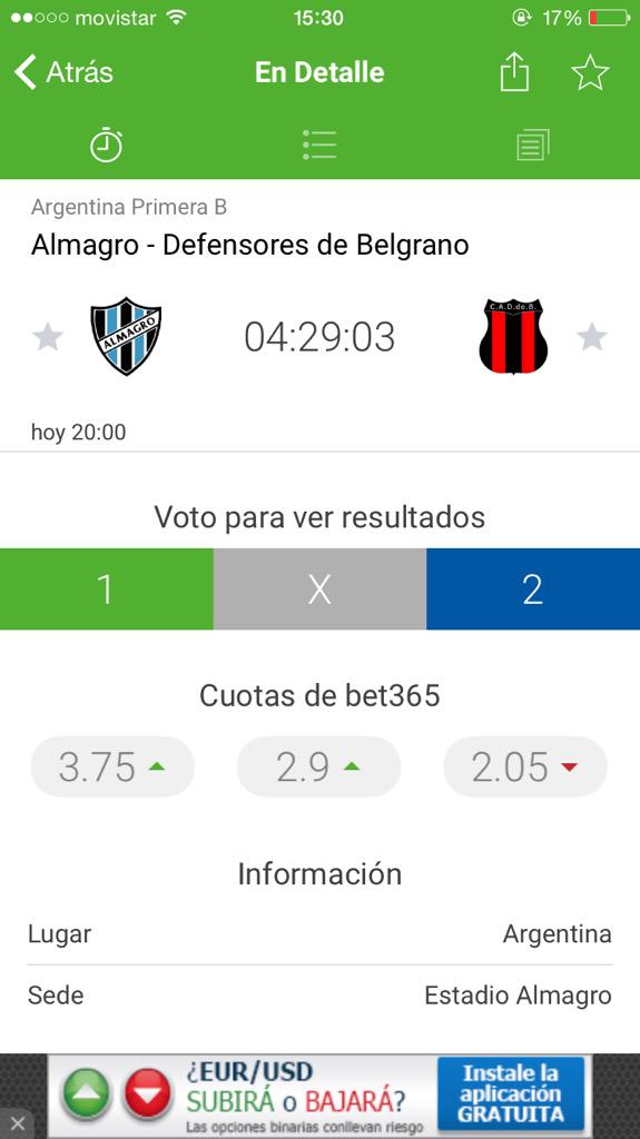 Betting_time's tweet photo. 📢📢MAXBET📢📢

💰STAKE 10💰

➡️DEFENSORES BELGRANO WIN http://t.co/Y0cbAo3bVE