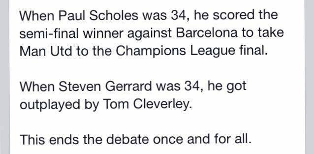 ODDSbible's tweet photo. This ends the Scholes/Gerrard debate once and for all. http://t.co/0mHlDj9pyh
