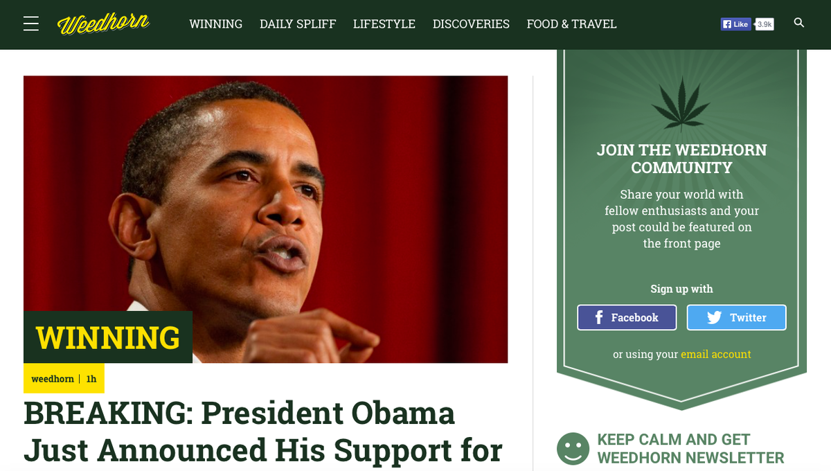 RebelMouse's tweet photo. New media site @WeedHorn_Media takes marijuana news mainstream http://t.co/DL21ErGeKv Powered by RebelMouse #Happy420 http://t.co/ht8tex3ZaZ
