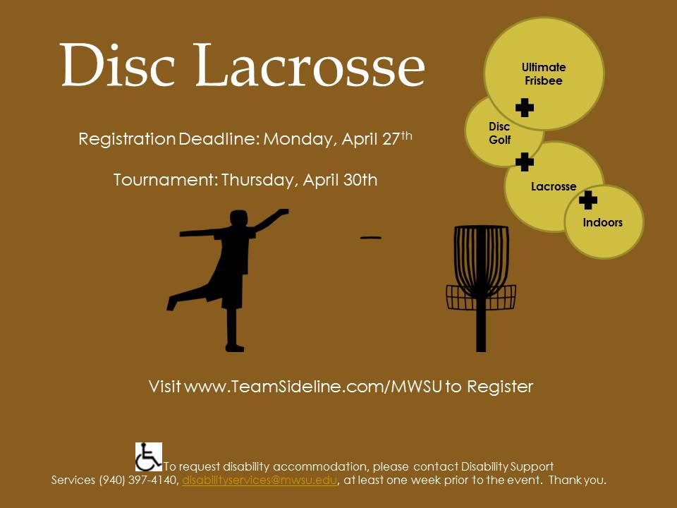 MSUTexasRec's tweet image. 5 vs. 5 Disc Lacrosse coming to MSU! Who&apos;s down to try a new sport? #msurec @CavalryUltimate #trysomethingnew
