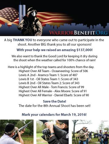 WarriorBenefit's tweet photo. We want to thank everyone who participated &amp; helped out with the shoot last month. With your help we raised $137,000! http://t.co/2VM9kE0EzU