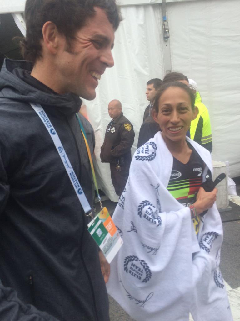 RL_linden's tweet photo. So proud to call her my wife @des_linden #bostonmarathon2015 4th place top American http://t.co/trDoqWOiAL