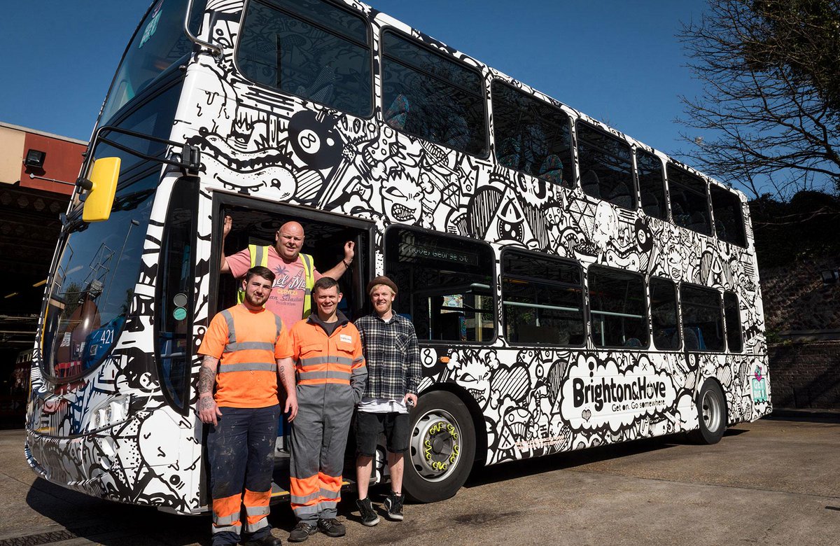 Look out Brighton, here comes the new graffiti bus! Designed by #iownthisart <a href="/Harrison_Agency/">Harrison Insurance Agency</a> and @MaterialiseInt