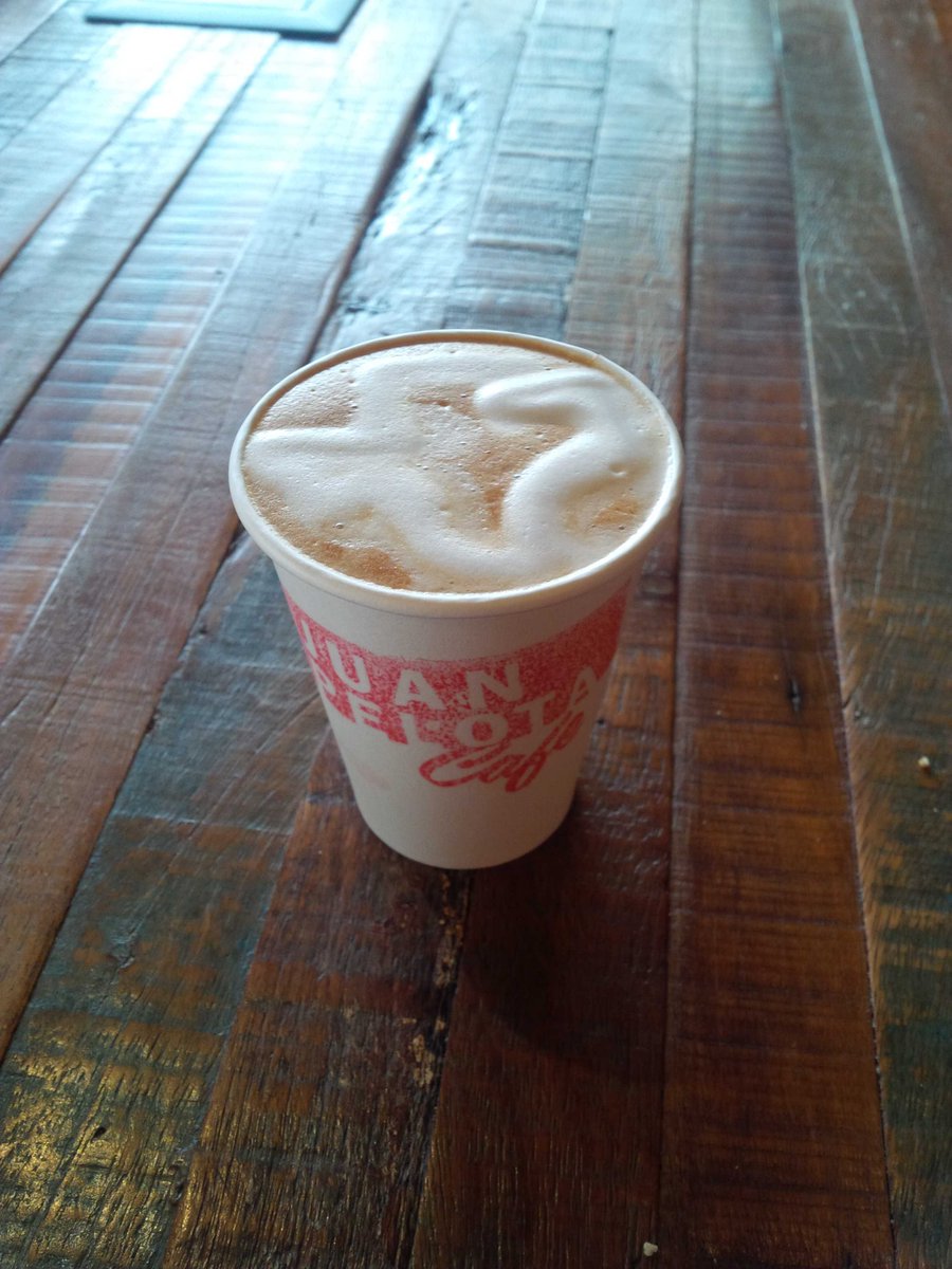 PhilSearl's tweet photo. Awesome Texas latte......Best coffee shop ever @juanpelotacafe http://t.co/BpeEwYafxY