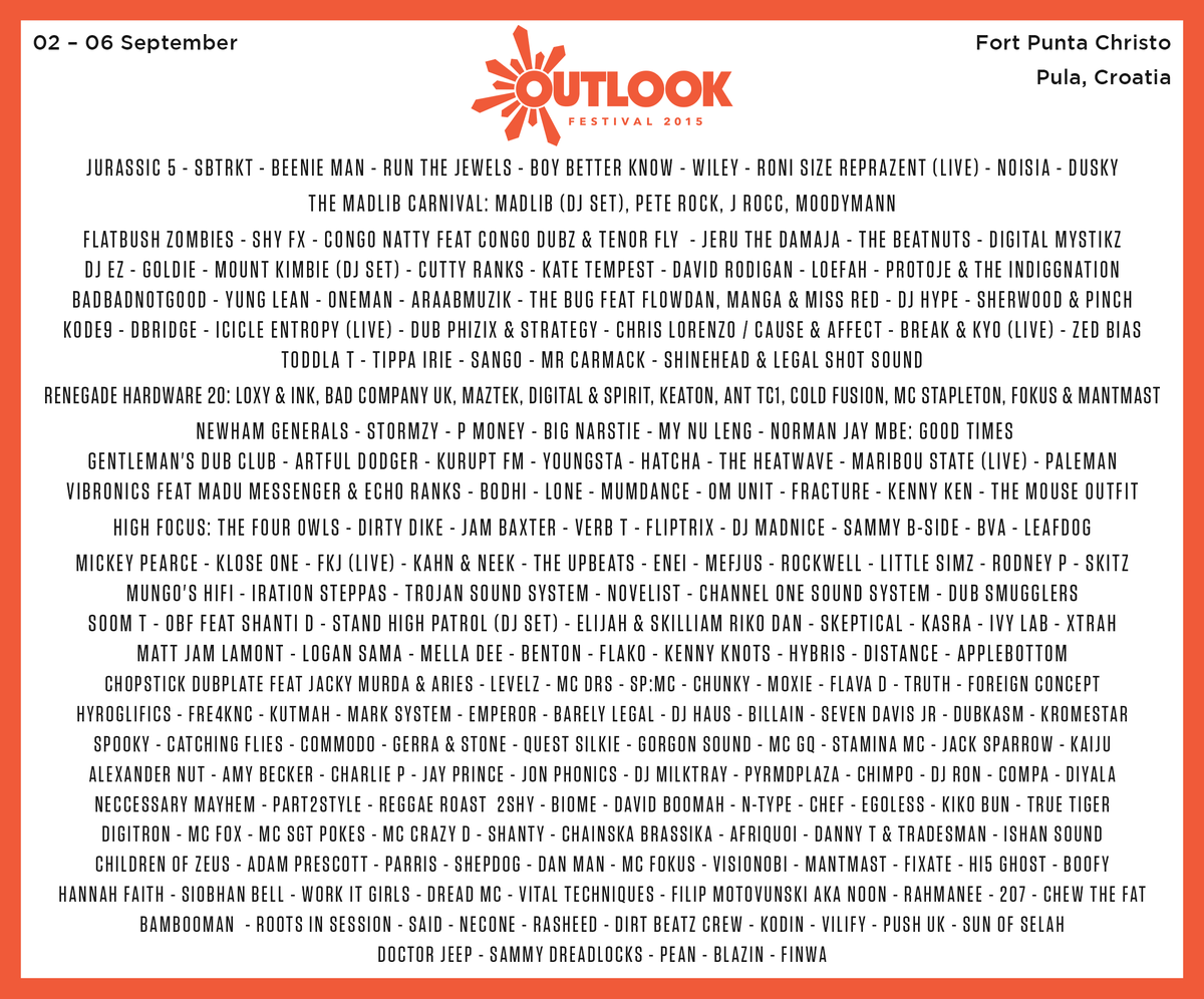 OutlookFestival's tweet photo. Check out the full line-up flyer:
You can WIN 2x tickets - Simply Like/Share it on facebook: http://t.co/Xr21fXulk8 http://t.co/VcrXDPt56l