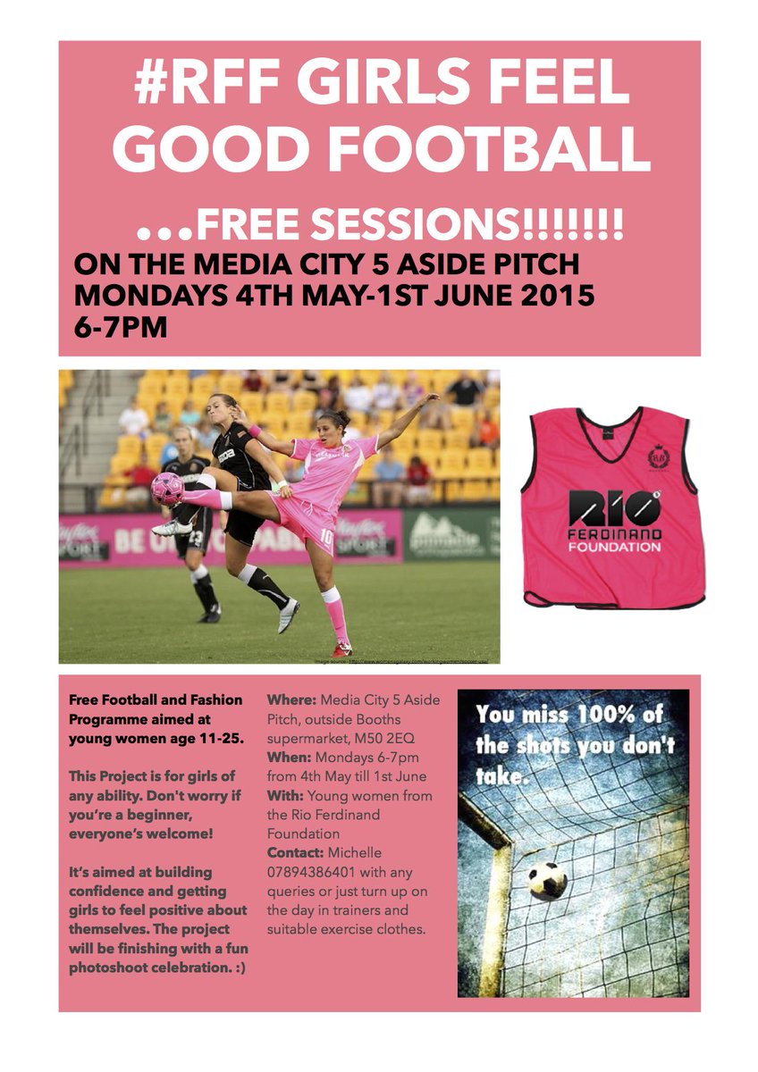riofoundation's tweet photo. Free #RFF Football and Fashion Programme aimed at young women age 11-25 at @MediaCityUK #CreatingOpportunities http://t.co/HYalpuXhMb