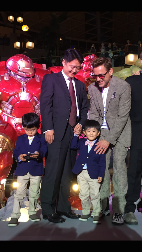 Our heroes journey through China, finding glory (& Luke Kang's adorable kids) along the way. #AgeOfUltron #PressTour