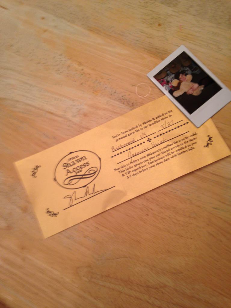 shxwnair's tweet photo. This will never happen to me... #ShawnAccessPass http://t.co/jDYxSTxGmQ