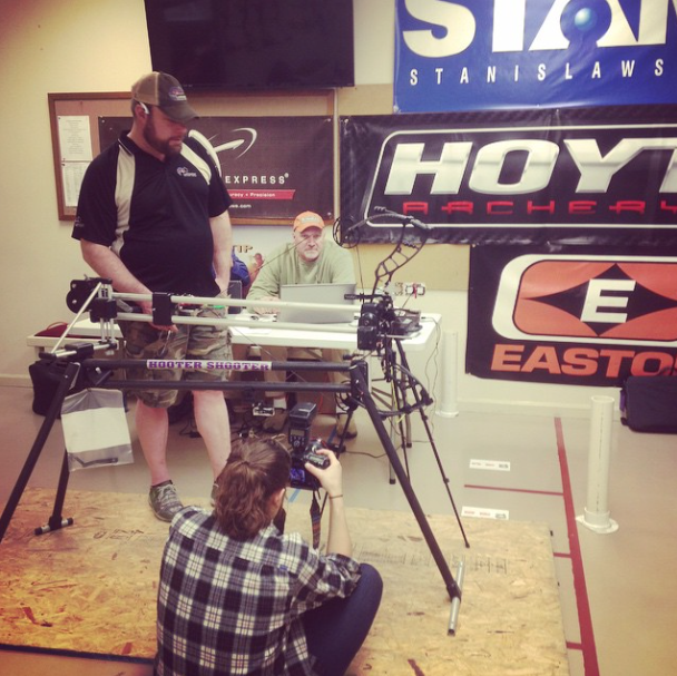 outdoorlife's tweet photo. The @HOYTARCHERYInc Nitrum 30 is locked and loaded on the Hooter Shooter at the #OLBowTest. http://t.co/qjqFoQLssd