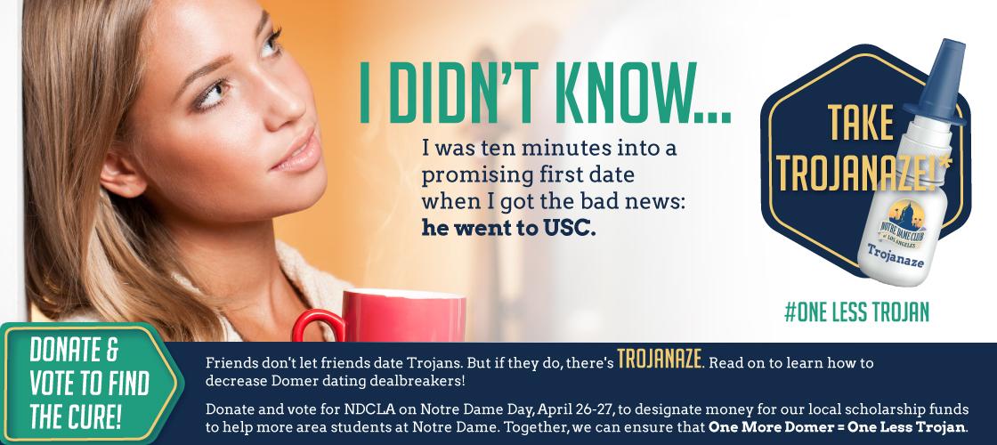 3shades's tweet photo. Friends don't let friends date Trojans! Vote 4 #NDCLA on #NDday. #OneLessTrojan @ProudtobeND http://t.co/qo3nyFnj1c http://t.co/uUheg6vuoN