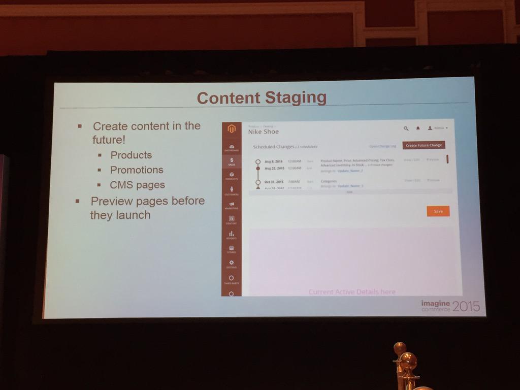 interactiv4: #magento2 Admin. Scheduled changes #imagine2015 http://t.co/7mnSkds3Cl