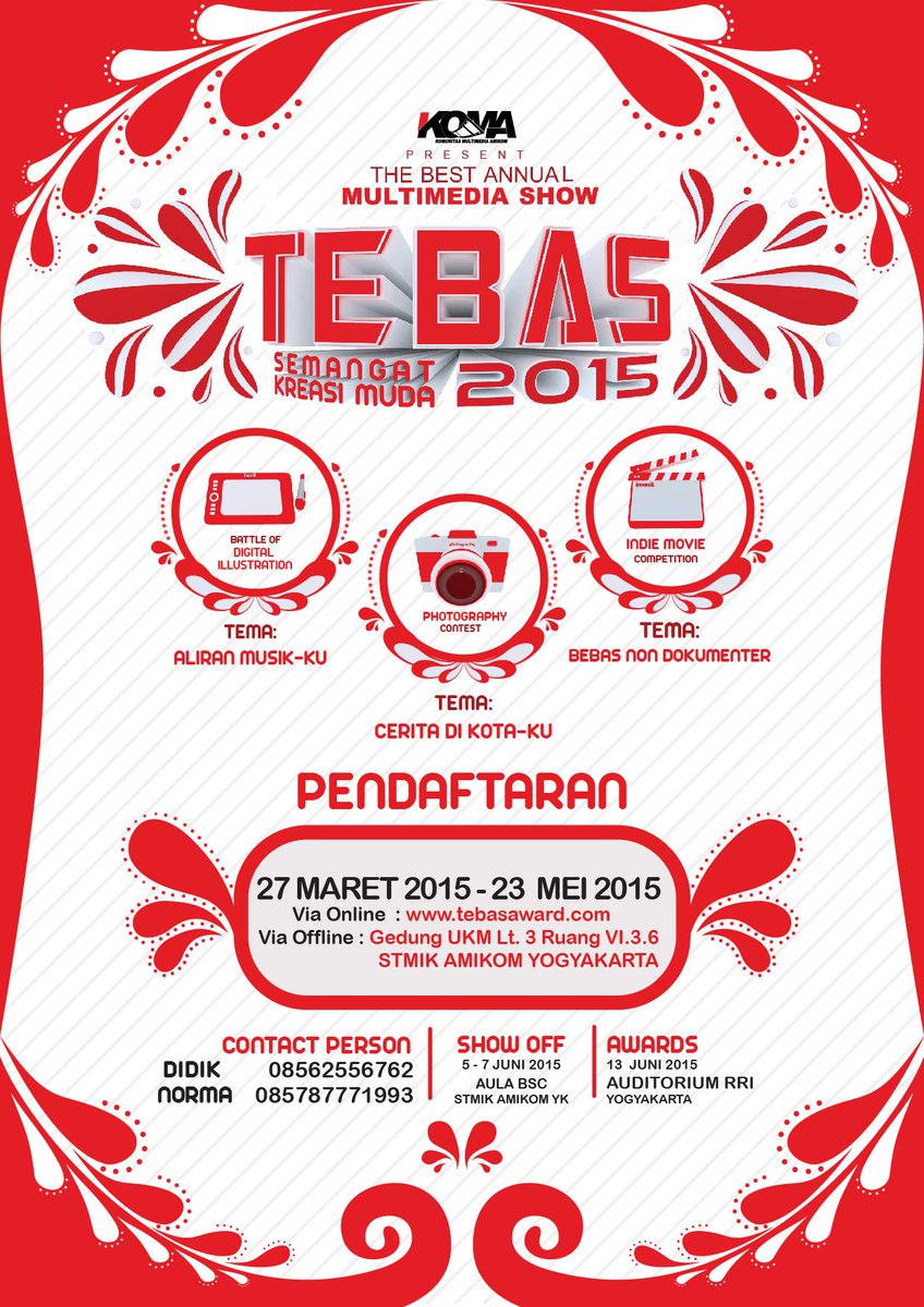 TEBAS2015 <a href="/Komunikasi_UII/">Ilmu Komunikasi UII</a> <a href="/filmpelajar/">filmpelajar.com</a> <a href="/HIMAKOMUPN/">HIMAKOM</a> <a href="/129kine/">12,9 AJ Kine Klub</a> @UNSTRAT @_GudangFilm
more info: tebasaward.com