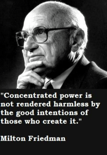 YALiberty's tweet image. "Concentrated power is not rendered harmless by the good intentions of those who create it."