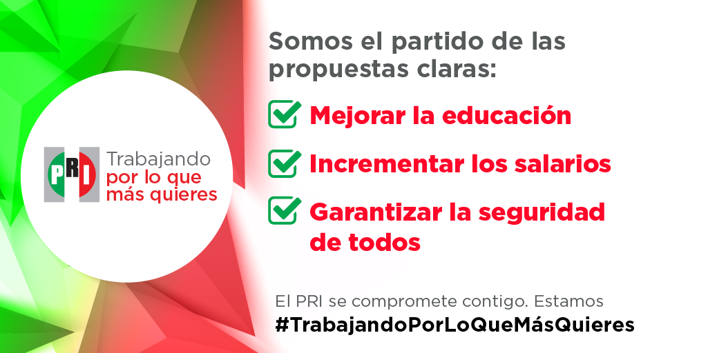 PlataformaPRI15's tweet photo. En el @PRI_Nacional, somos el partido de propuestas claras ¡Estamos #TrabajandoPorLoQueMasQuieres! http://t.co/FzI5mmHnQj