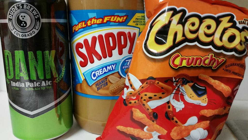 DadNDudeBrew's tweet photo. Dont be caught on #420 uprepared. #Dank #Dankipa #Craftbeer #Cheetos #Skippy http://t.co/JhOdlnlP7I