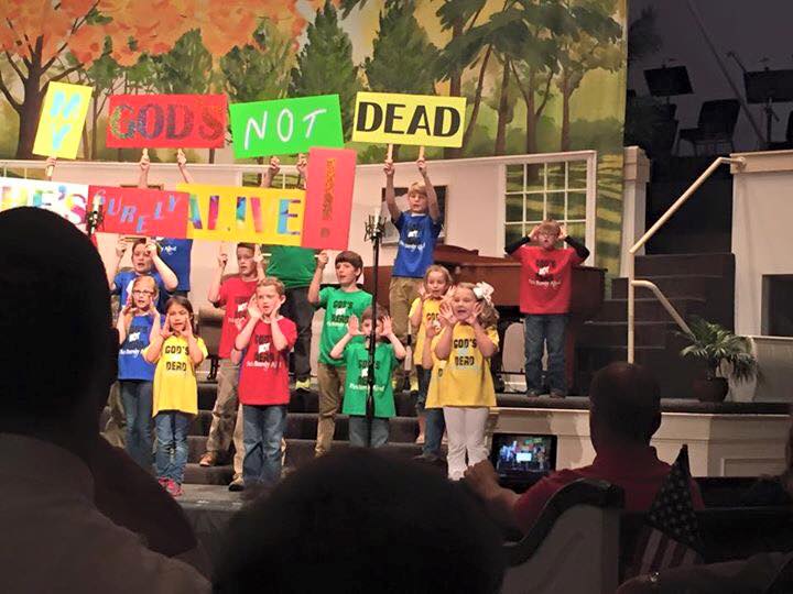 LangstonBaptist's tweet photo. God's Not Dead Children's Performance was AMAZING! http://t.co/v94P1dco3i