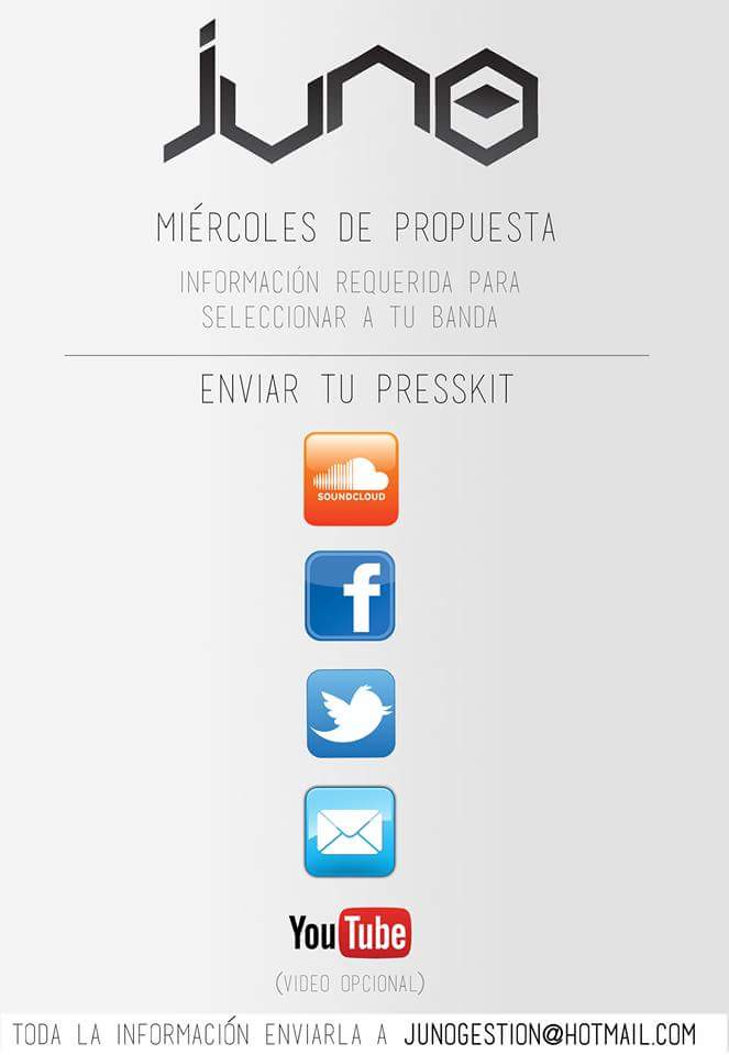 JunoGestion's tweet photo. Bandas emergentes atentos a Los Miércoles de Propuesta! #SomosJuno http://t.co/SyZ4k1Og2q