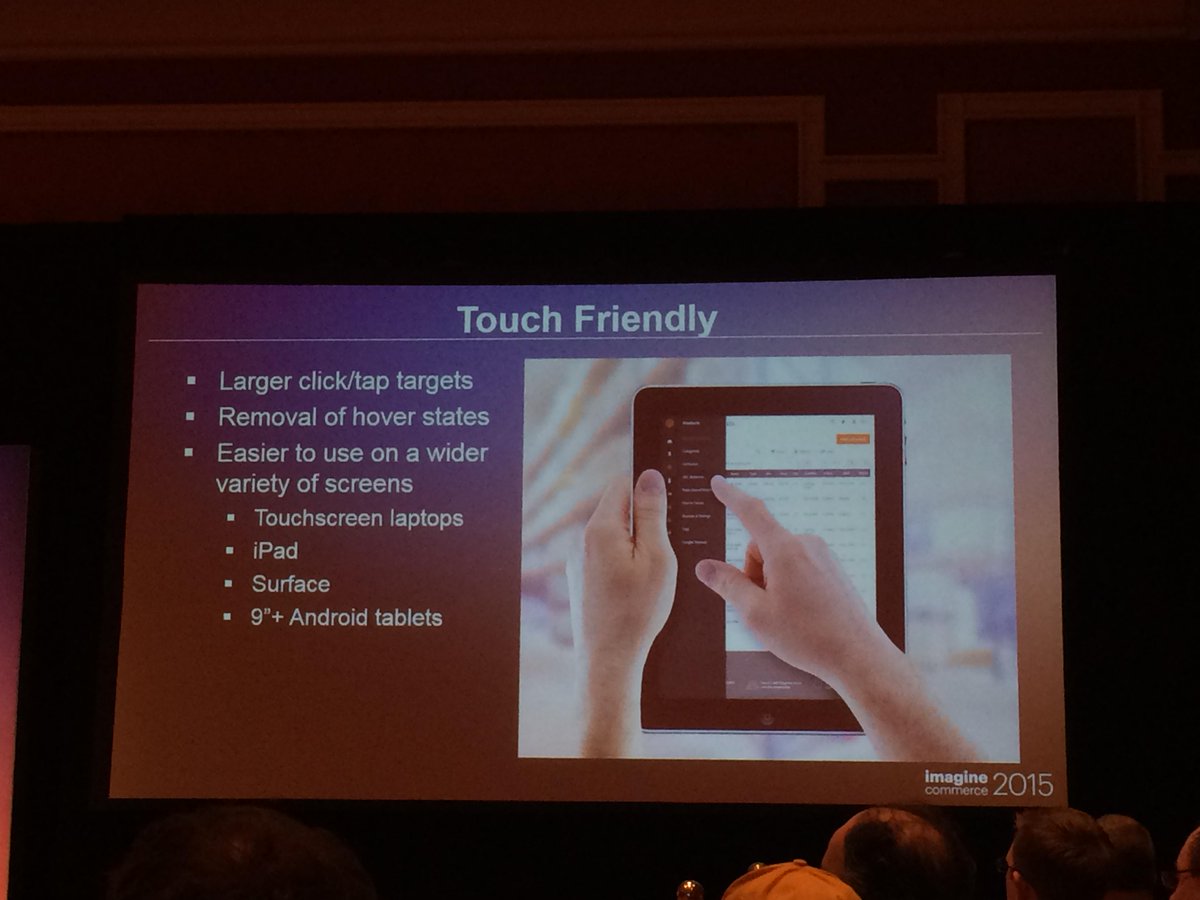 antoinekociuba: #Magento 2 Deep Dive Session - Nouveautés de l'admin - Touch Friendly Interface - #ImagineCommerce @AgenceSOON http://t.co/o2iniurGdC