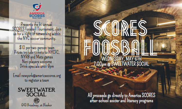 sfw_tweets's tweet photo. .@AmericaSCORESNY is hosting their bi-annual #Foosball Tournament on Wednesday, May 6th @DrinkSweetwater. Register! http://t.co/z8J5PCvfLI
