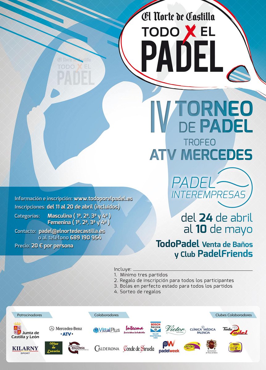 ClubTodopadel's tweet photo. Hoy último día inscripción torneo Interempresas! info o ayuda de cualquier tipo en tlf:979770092. @todoporelpadel http://t.co/sxewA56Aby
