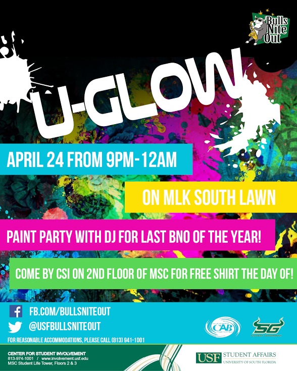USFBullsNiteOut's tweet photo. U-Glow it's glowin down this Friday! http://t.co/VJiaMmMKZa