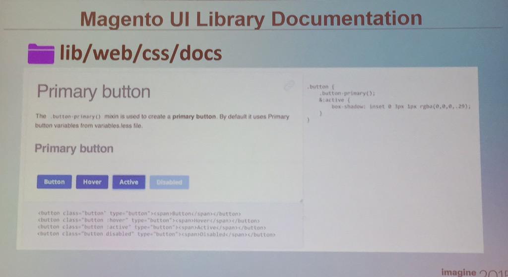 interactiv4: Magento UI library documentation. #imagine2015 http://t.co/cCUCI5aem7