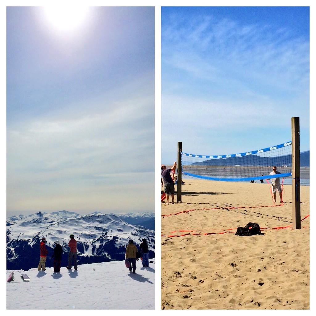 Saturday in the #snow, Sunday in the #sand. Springtime in #Vancouver.