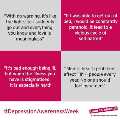A_WarmPlace's tweet photo. However depression, no one should feel ashamed or embarrassed of what they're going through #DepressionAwarenessWeek http://t.co/FMzqeU9Wug