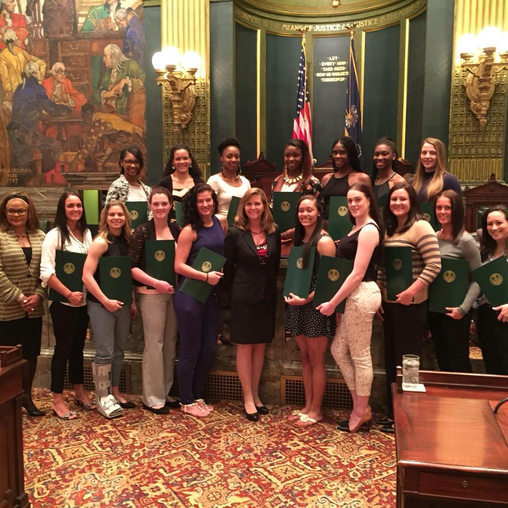 CALU_wbb's tweet photo. We think @senbartolotta is AWESOME!!! Thanks for having us 😄#sheisclassy #senate #FearTheFire http://t.co/7jMH6brj6O