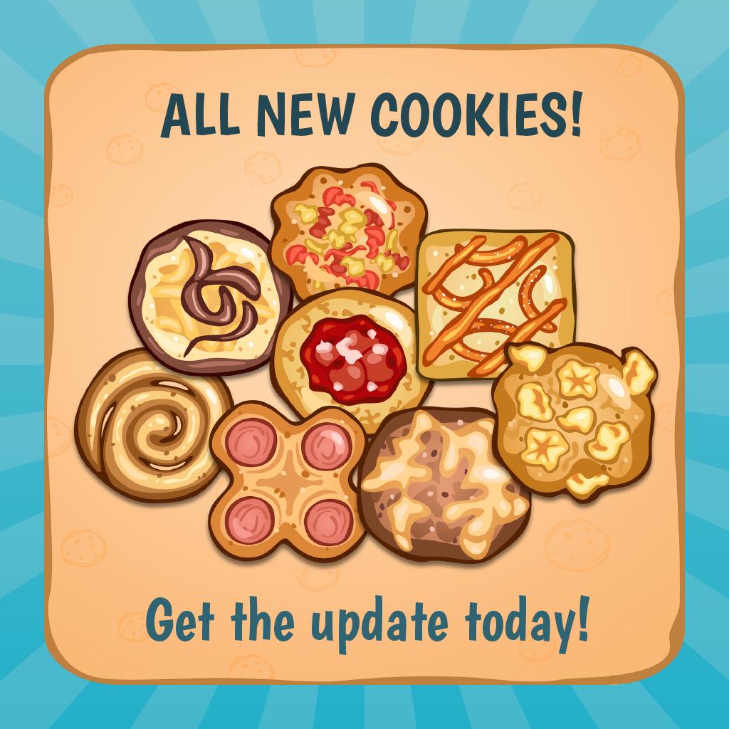 CookieCollector's tweet photo. A new update is out today! ✅ All new cookies, achievements, gifts and more! 🍪🍪🍪 http://t.co/MktQPtyh0p