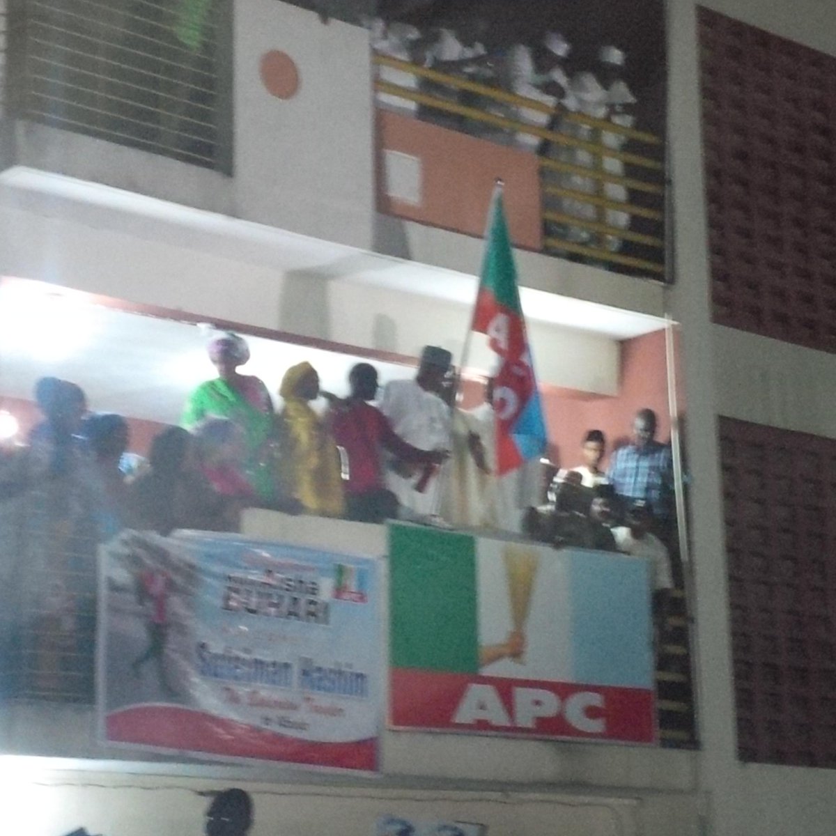 PHOTO] Hashim Suleiman with his APC Flag Of Victory at the APC Headquarters  Wuse 2 Abuja. #TheTrek, image size:1200x1200