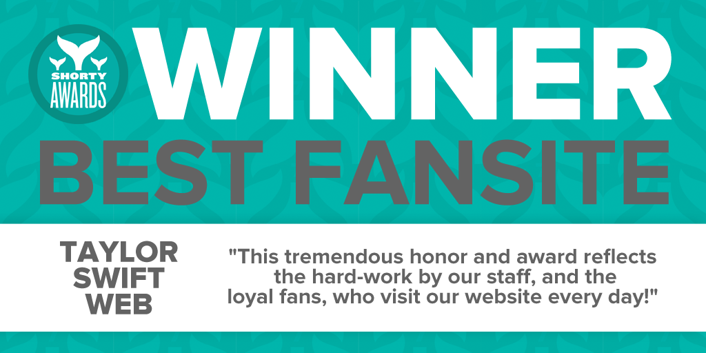 shortyawards's tweet photo. Congratulations to @TaySwiftdotcom for winning the Shorty Award for #Fansite! http://t.co/UAf13FKGai #ShortyAwards http://t.co/akalevdLp2