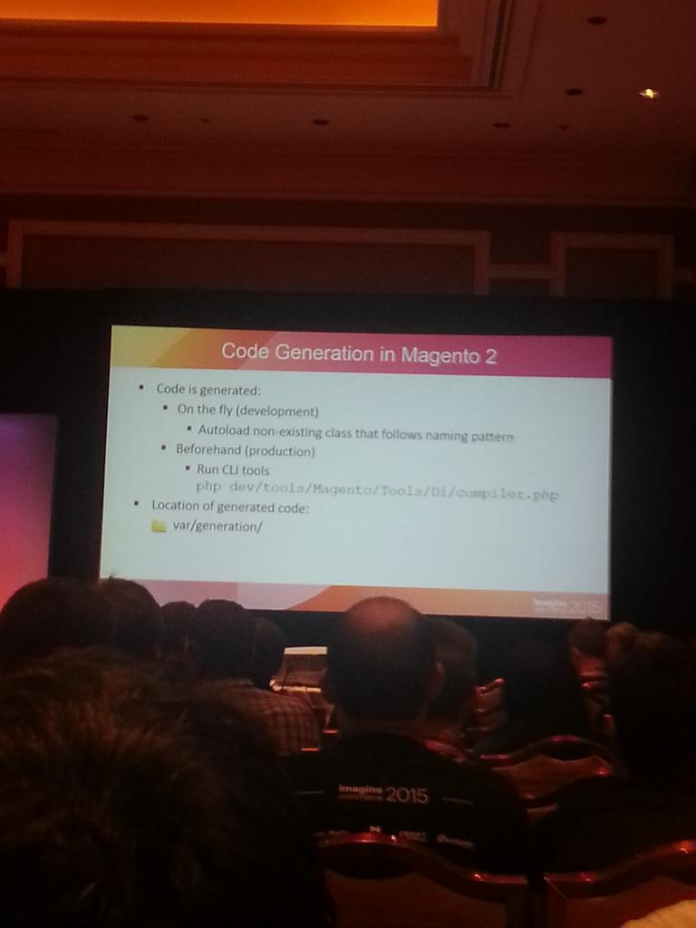 edzynda: Learning about code generation in Magento2 #ImagineCommerce,#magento2deepdive http://t.co/Xhm9YWDJKB