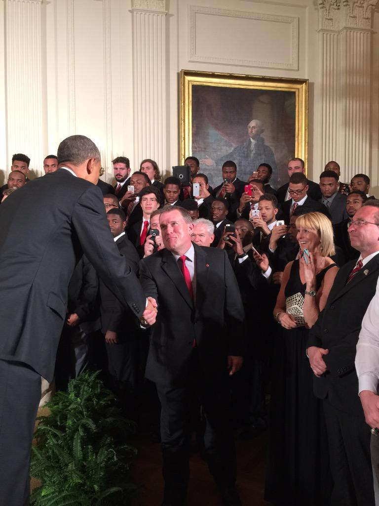 4Warinner's tweet photo. #Greeting the President!! What a day to be a Buckeye player or Coach! Oh-IO http://t.co/1QHwXZm3FN