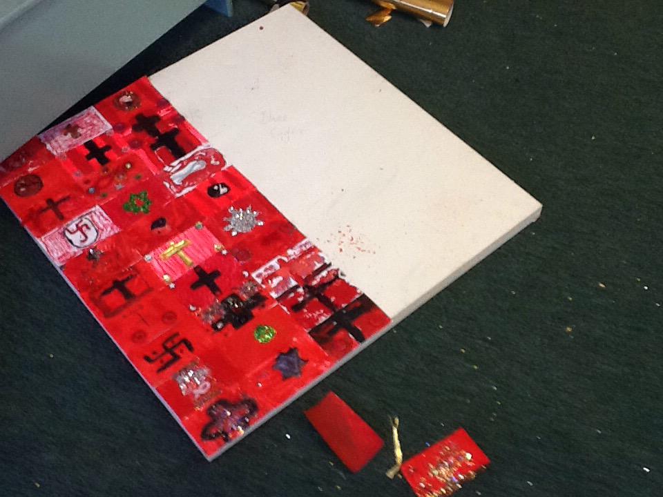 Chowbent's tweet image. Our British Values day here with the multi-faith art made by KS2 taking shape...