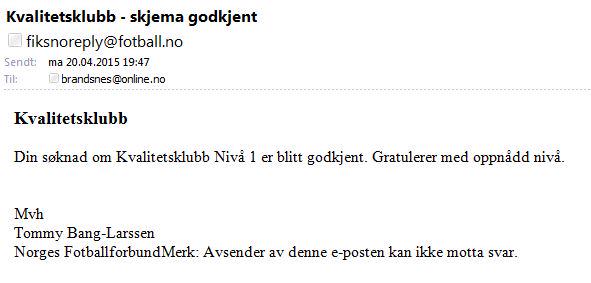 Gladmelding fra NFF/TFK: