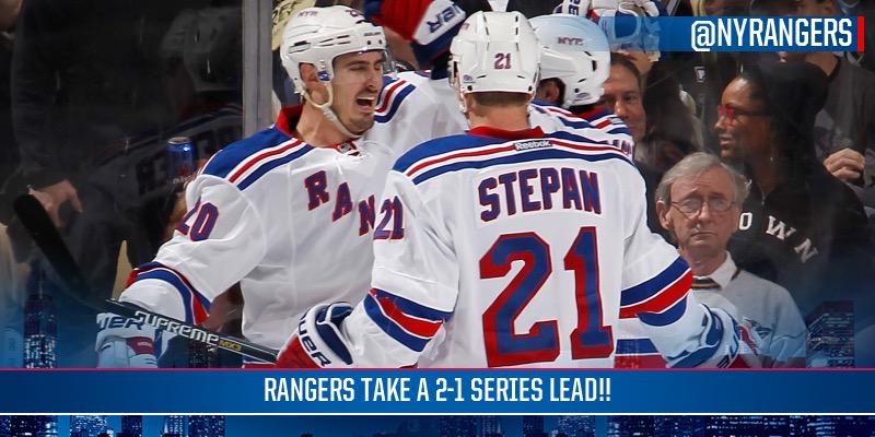 NYRangers's tweet photo. #NYR WIN GAME 3!!! Lead the series 2-1! http://t.co/HdXGxySZiW